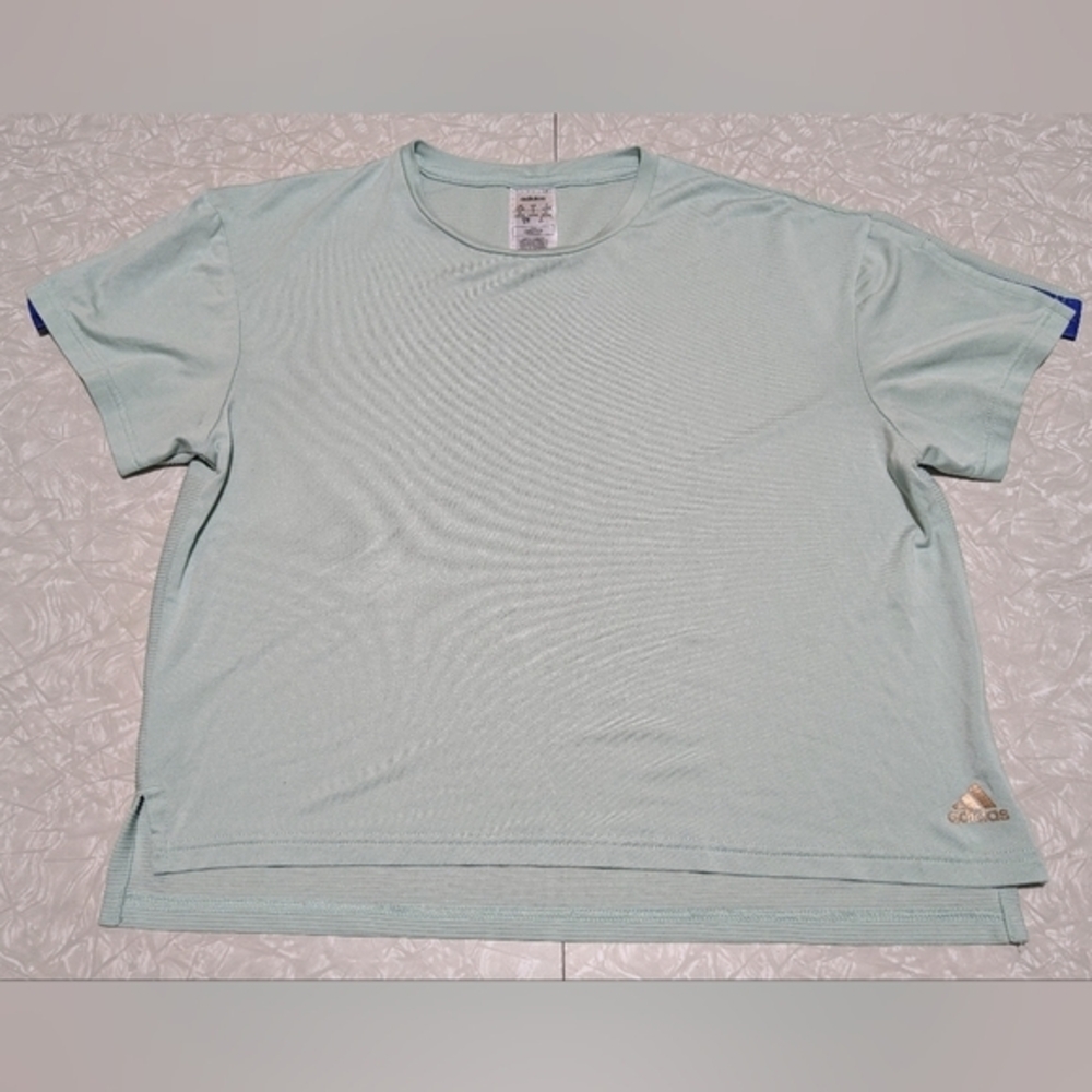 Adidas Women's S Sea Mint Green Short Sleeve Athletic T-Shirt Ribbed Mesh Back